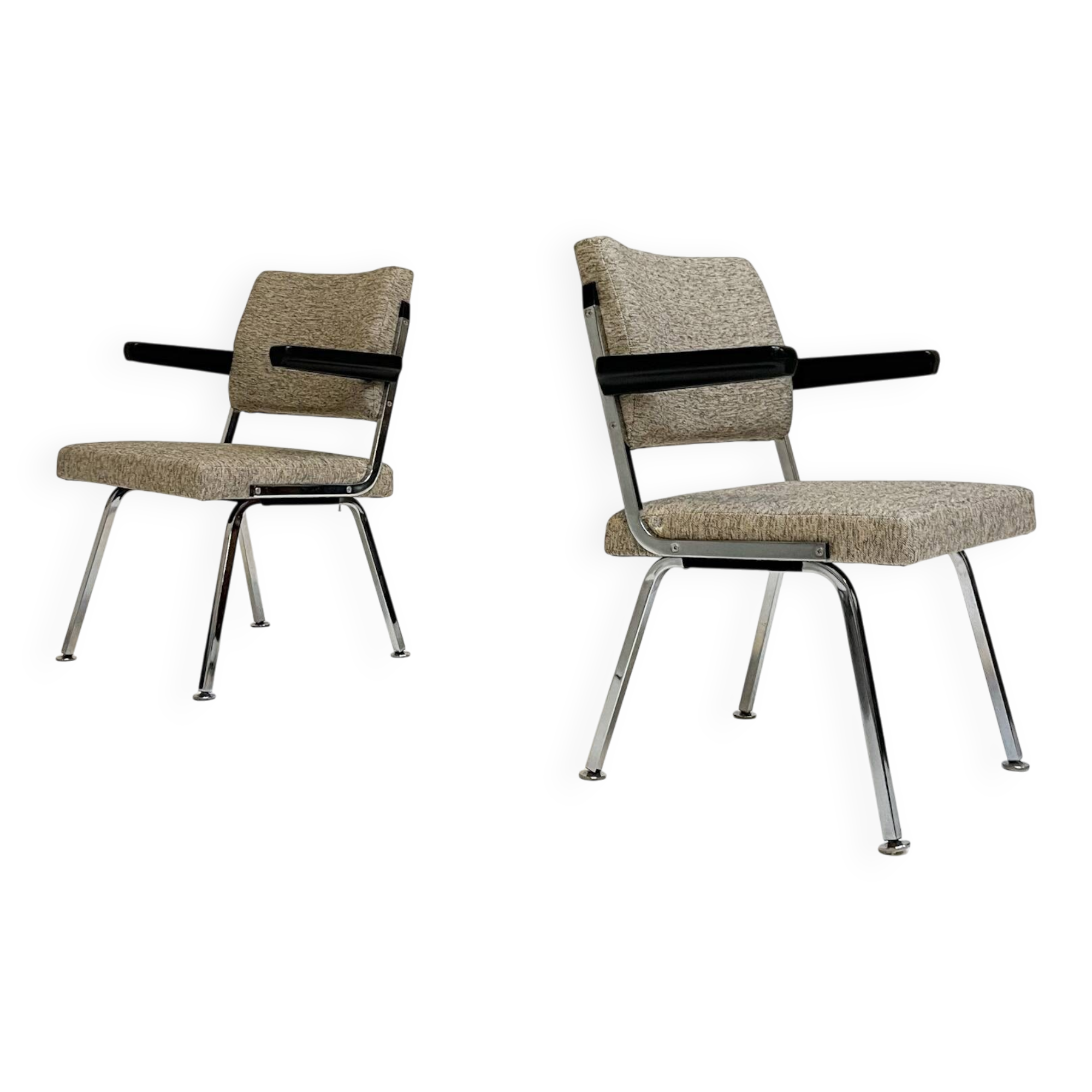 Gray upholstered designer armchair attributed to Gispen, 1960s