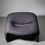 Artifort Groovy model F598 chair by Pierre Paulin upholstered with charcoal bouclé