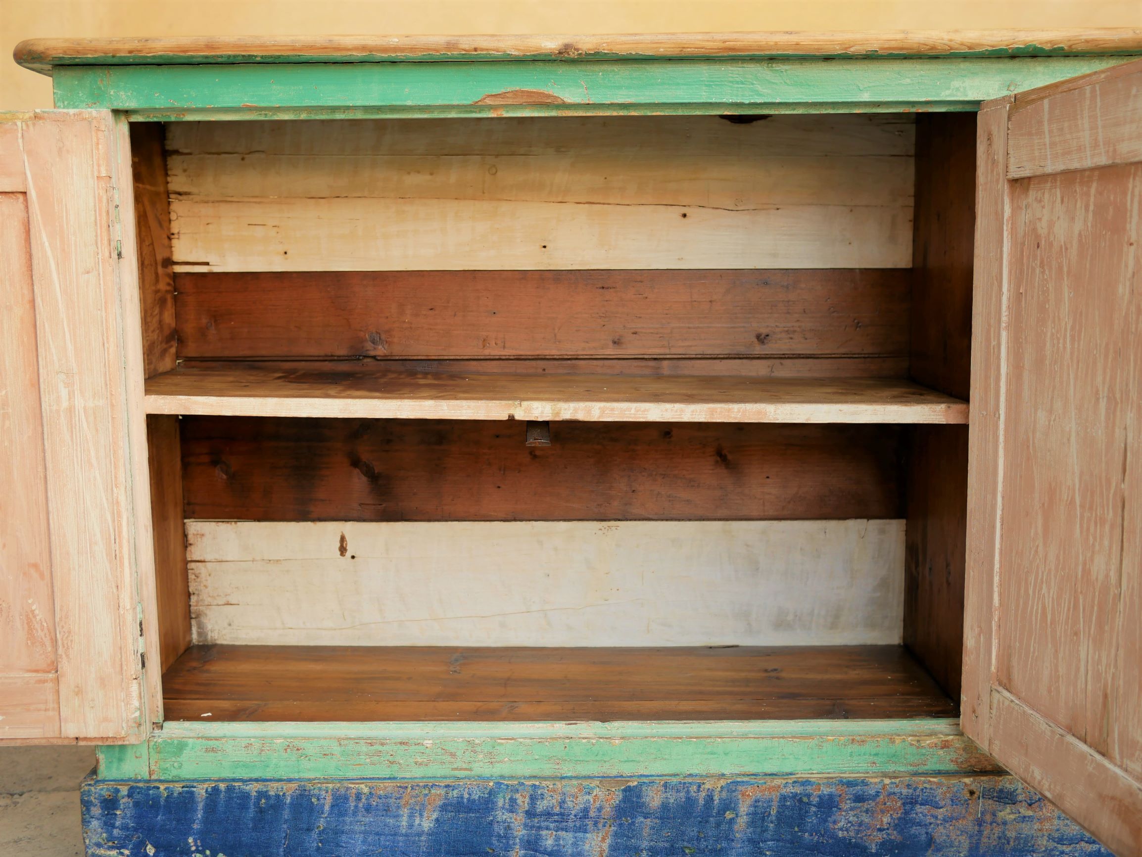 Vintage wooden farm stocking buffet