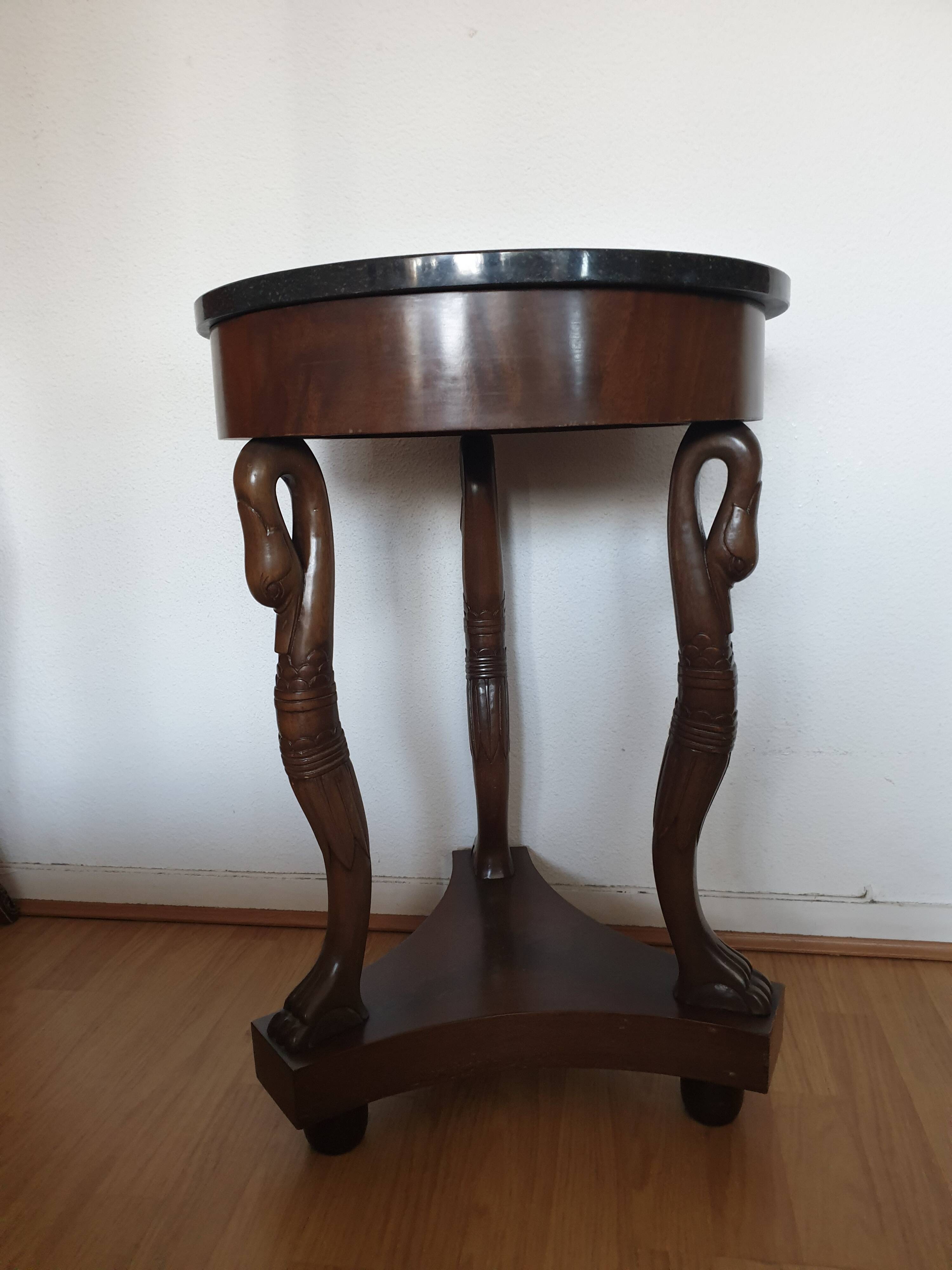 Empire style ceremonial table with mahogany swans