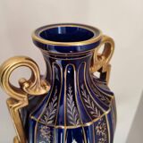 Two-handled baluster vase in late 19th century earthenware from the Gustave Asch factory (1856-1911)