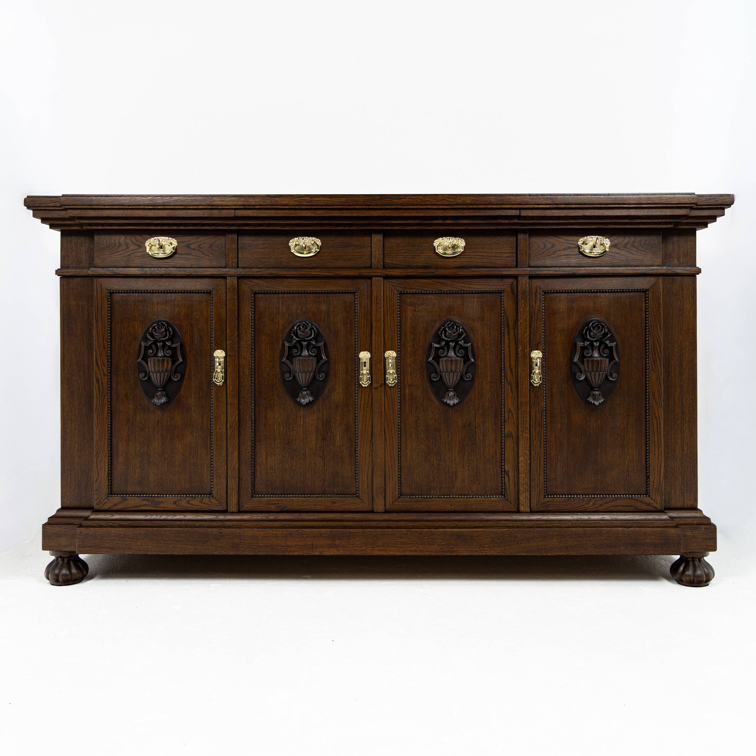 Large buffet with 4 doors in oak and mahogany - early 20th century