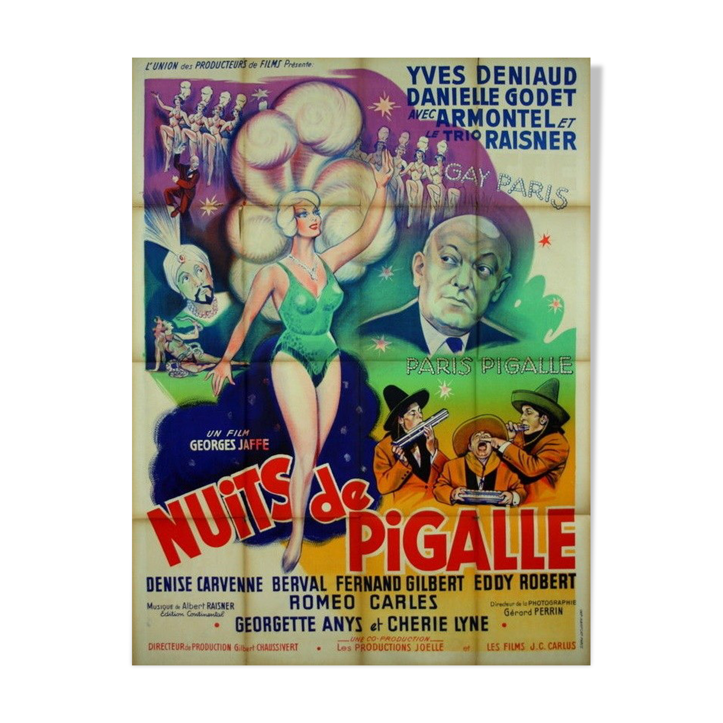 Original movie poster 1959 nights of pigalle 120x160 cm vintage