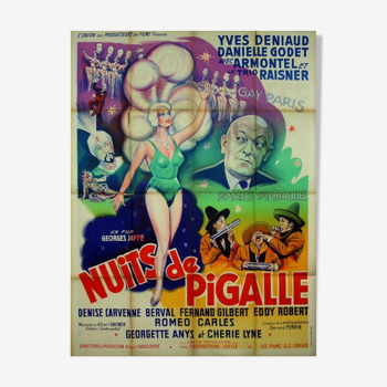 Original movie poster 1959 nights of pigalle 120x160 cm vintage