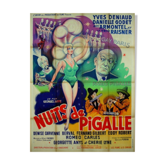 Affiche cinéma originale 1959 nuits de pigalle 120x160 cm vintage