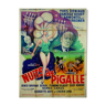Affiche cinéma originale 1959 nuits de pigalle 120x160 cm vintage
