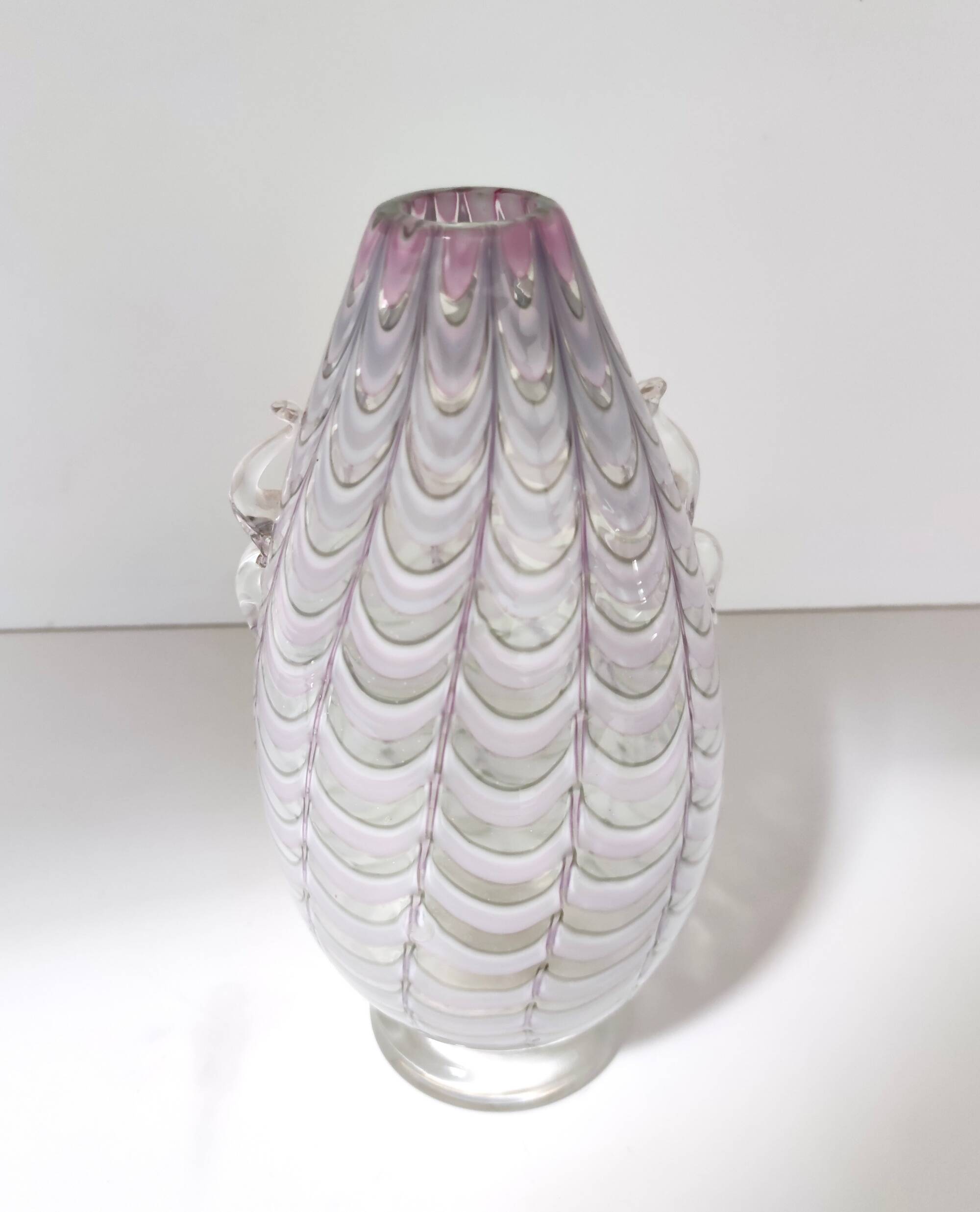 Lilac and Transparent Murano Glass Vase by Alberto Donà, Italy