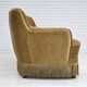 1970s, Danish 3-seater "Banana" sofa, original green velour.