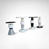 Hand crafted side tables of ceramic and marble in memphis style by casalto