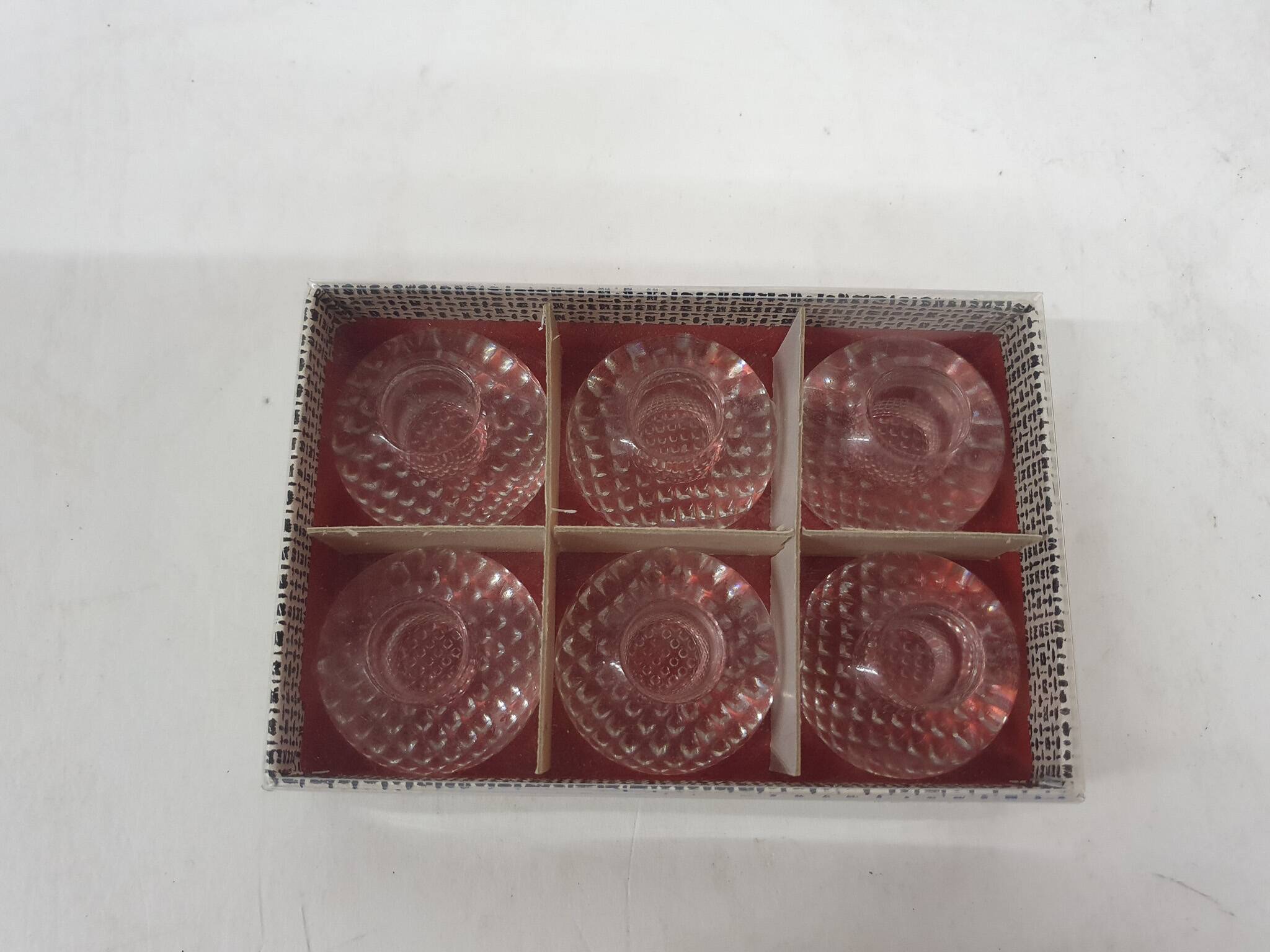 6 porte-bougies dans leur boîte, Pays-Bas années 1950