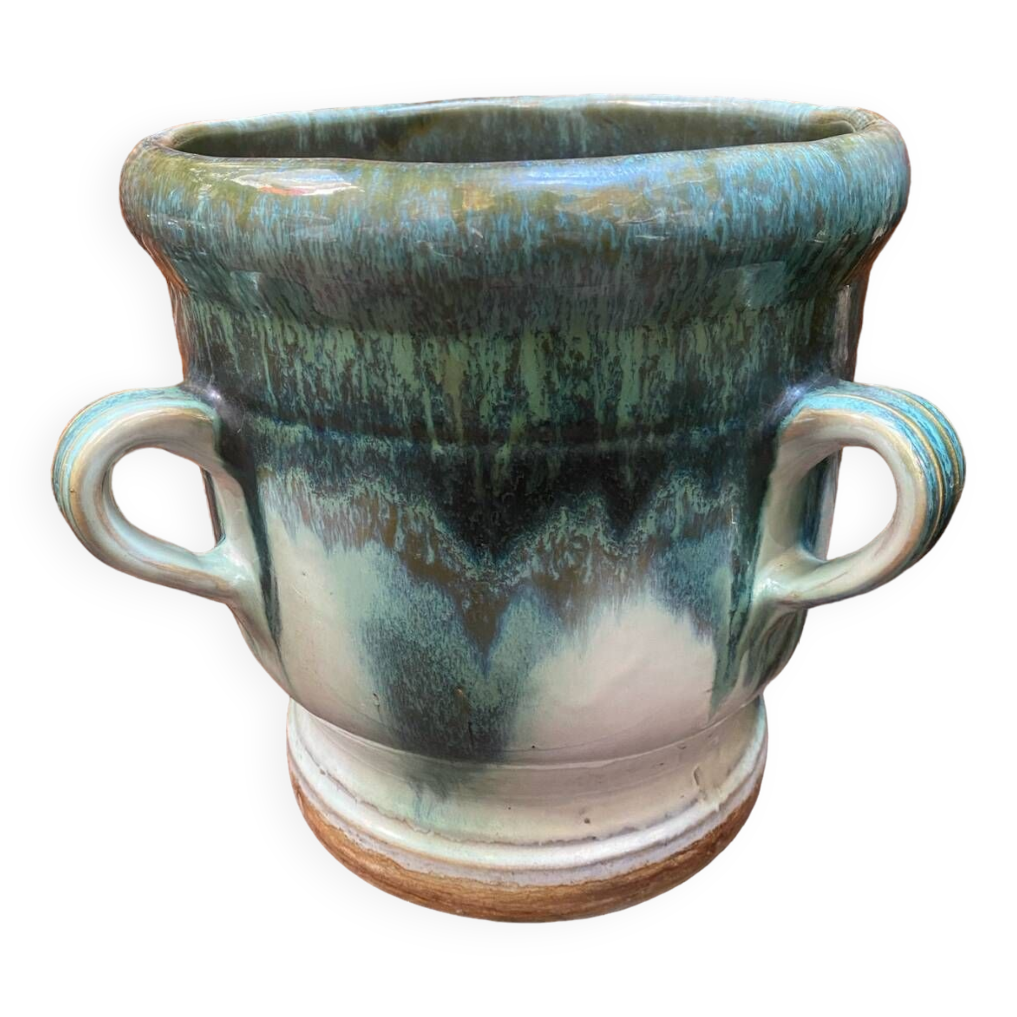 Old glazed terracotta pot cover