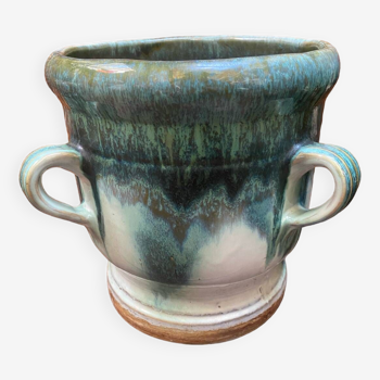 Old glazed terracotta pot cover