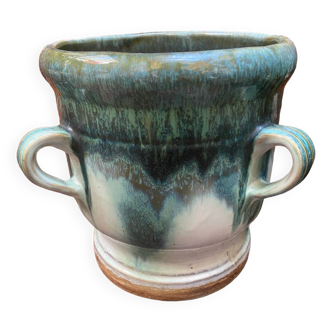 Old glazed terracotta pot cover