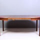 Round walnut dining table by Troeds, Sweden, 1960