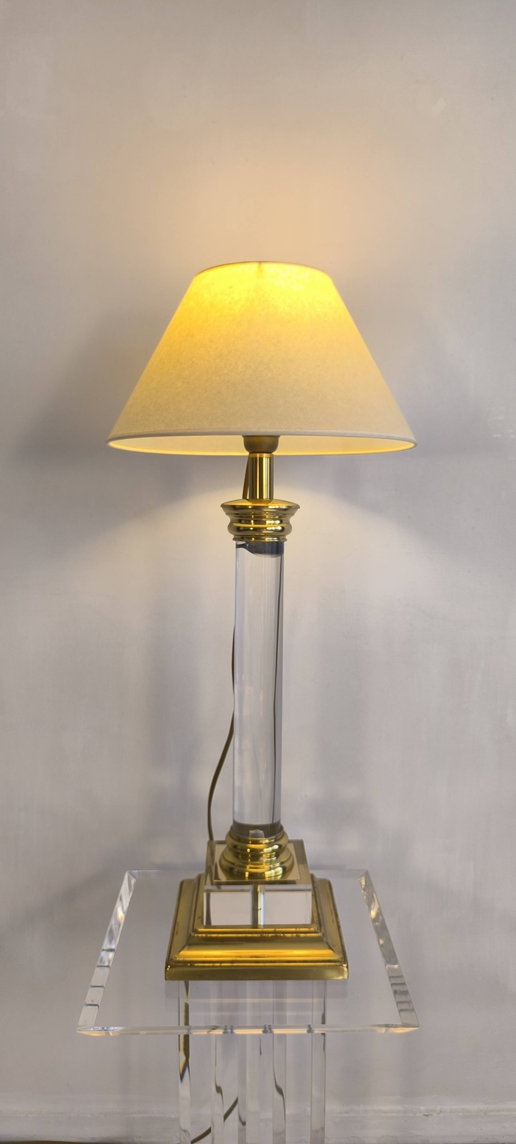 Elegant column lamp signed "Le Dauphin" vintage 70s/80s.