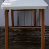 Wooden coffee table and grey tray