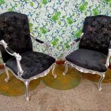 Black armchairs Louis XV style