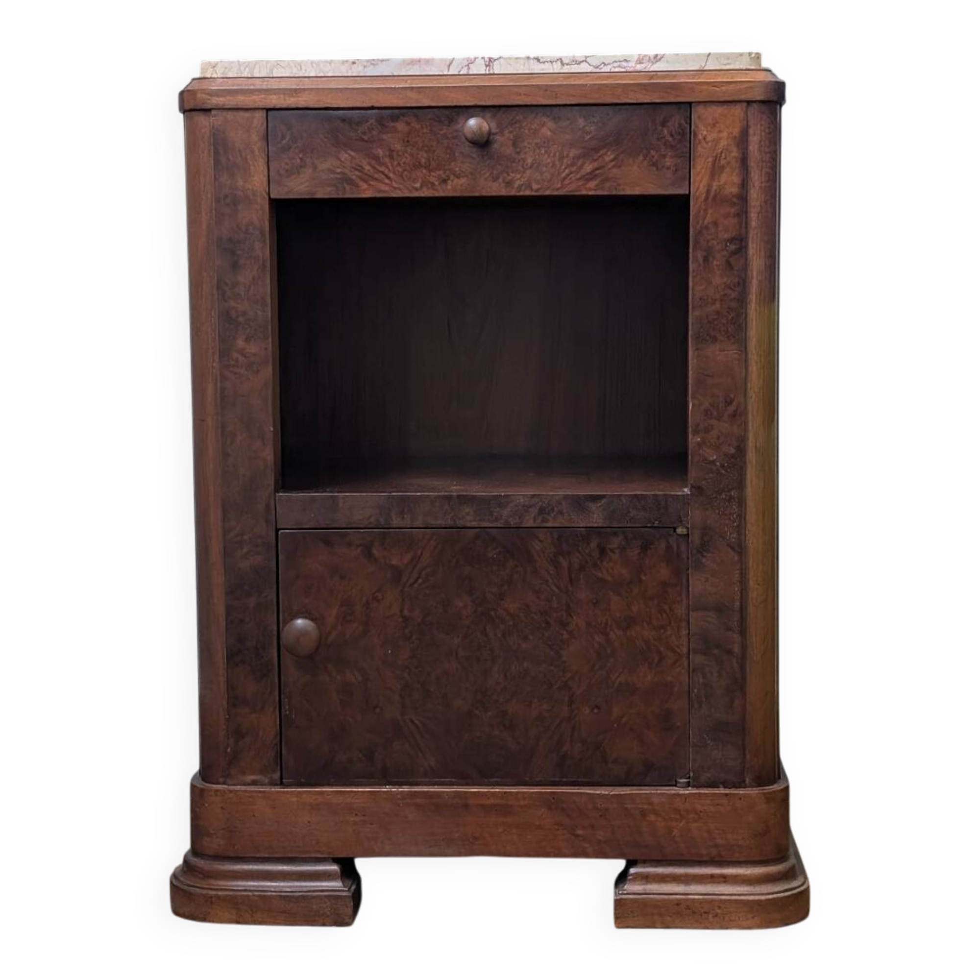 Vintage furniture in solid walnut and marble