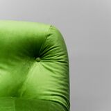 Velvet armchair green nuvolone rino maturie 70s vintage modern