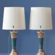 Pair of hand-painted ceramic table lamps in Dutch Art Nouveau–Art Deco style, 1910–1917.