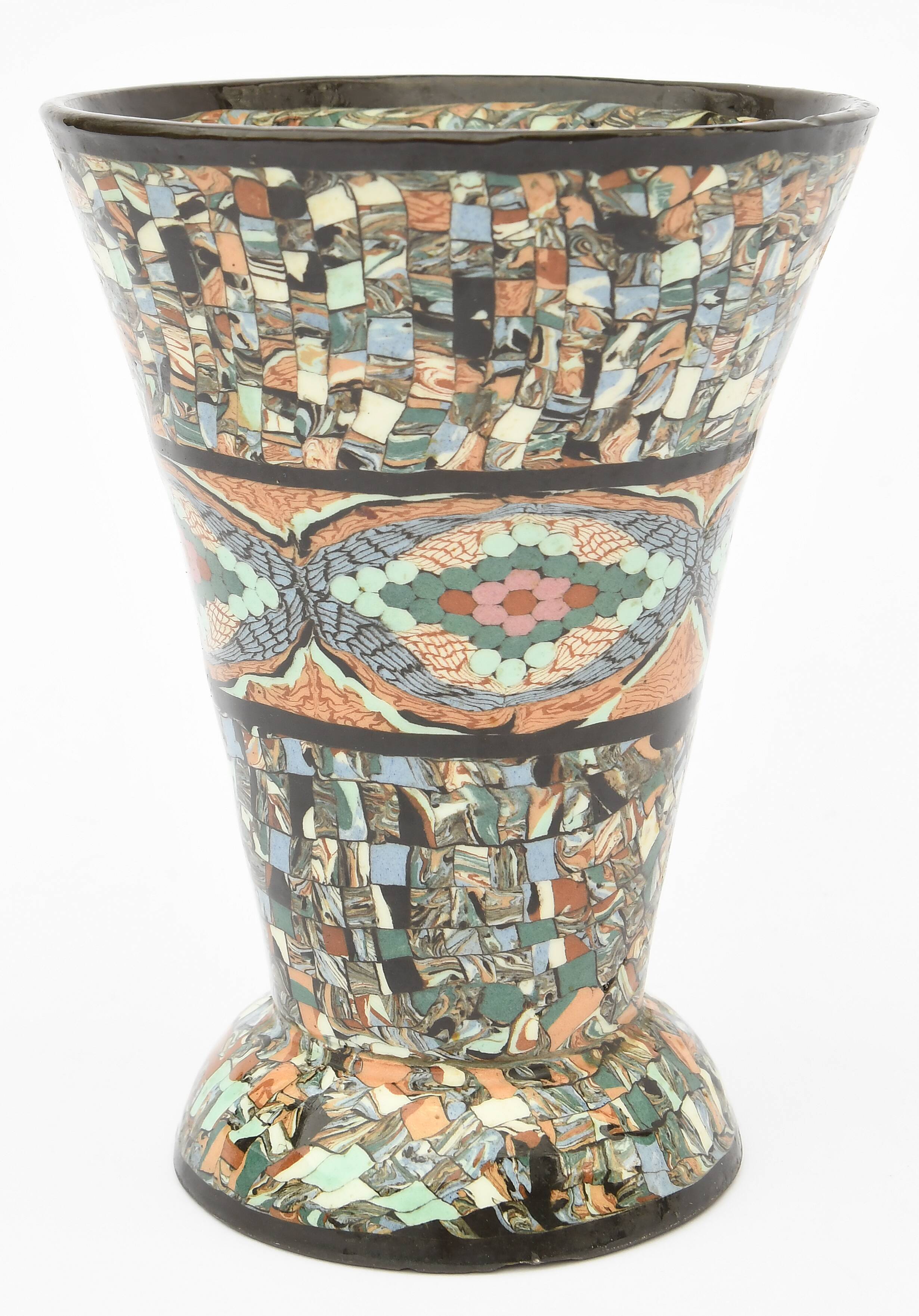 Jean Gerbino (1876-1966) for Vallauris Mosaic mixed earth vase