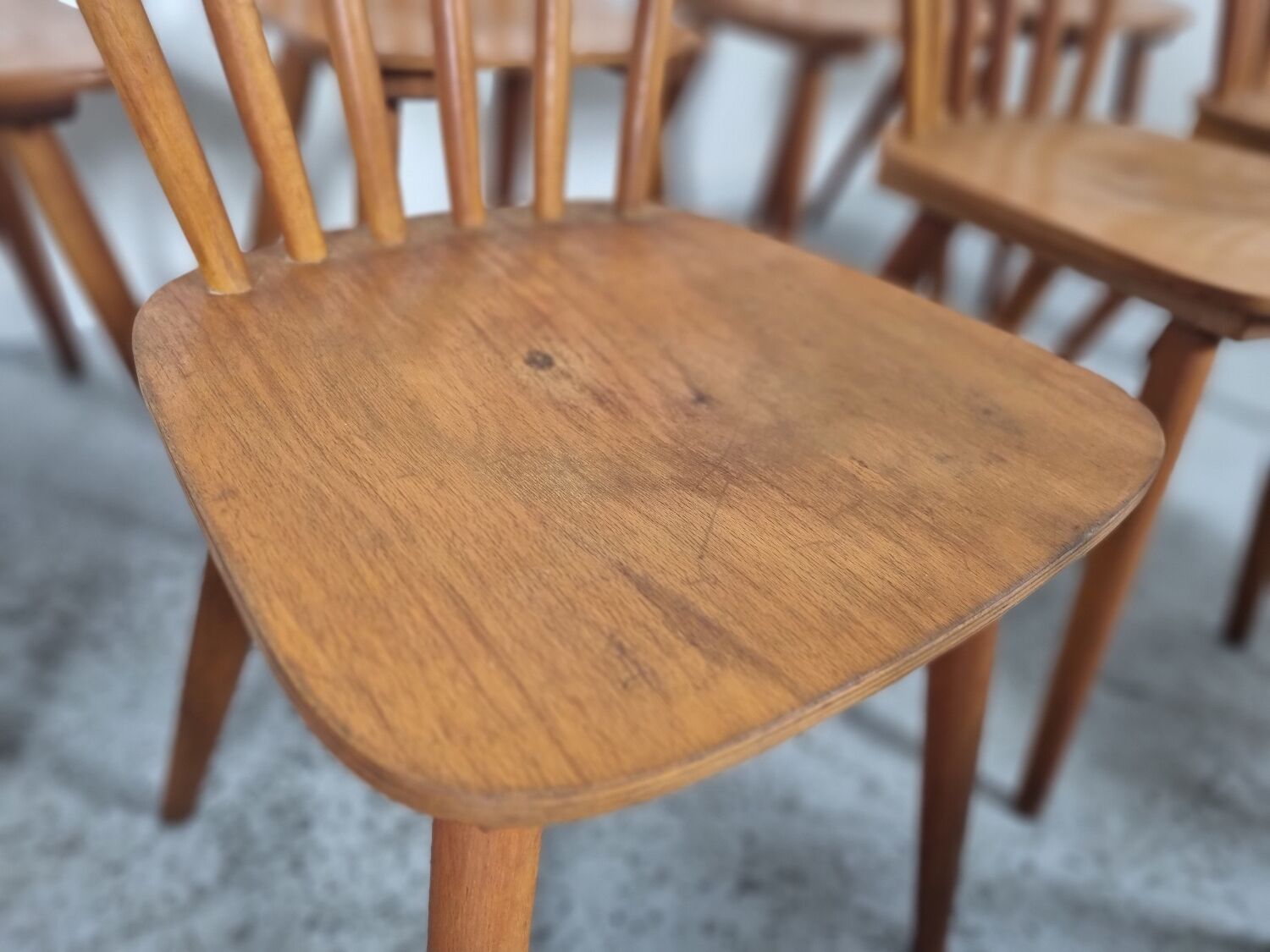 Set of 18 Scandinavian style bistro chairs, 60s