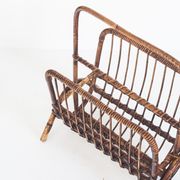 Vintage rattan magazine holder, France 1960