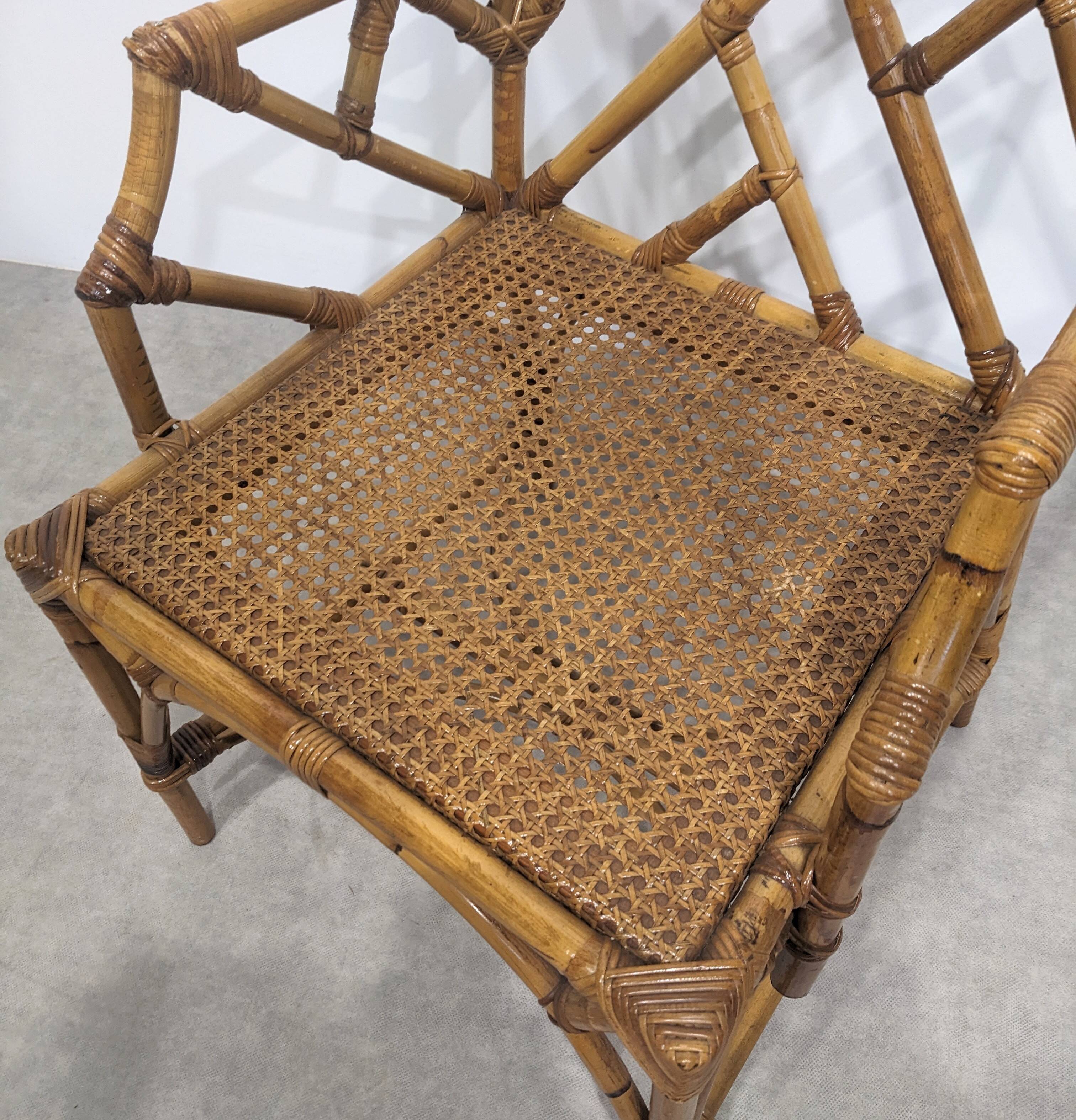 Vintage rattan and bamboo armchair