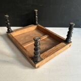 Antique Napoleon III footstool in turned blackened wood – 19th century