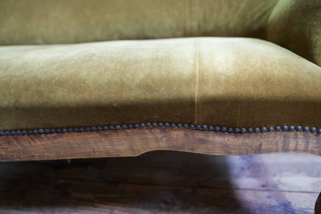 Louis-Philippe 3-seater velvet sofa - 19th century