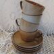 4 antique glazed stoneware cups