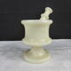 Mortar and pestle in off-white onyx marble+orange veins-Height 10,5cm