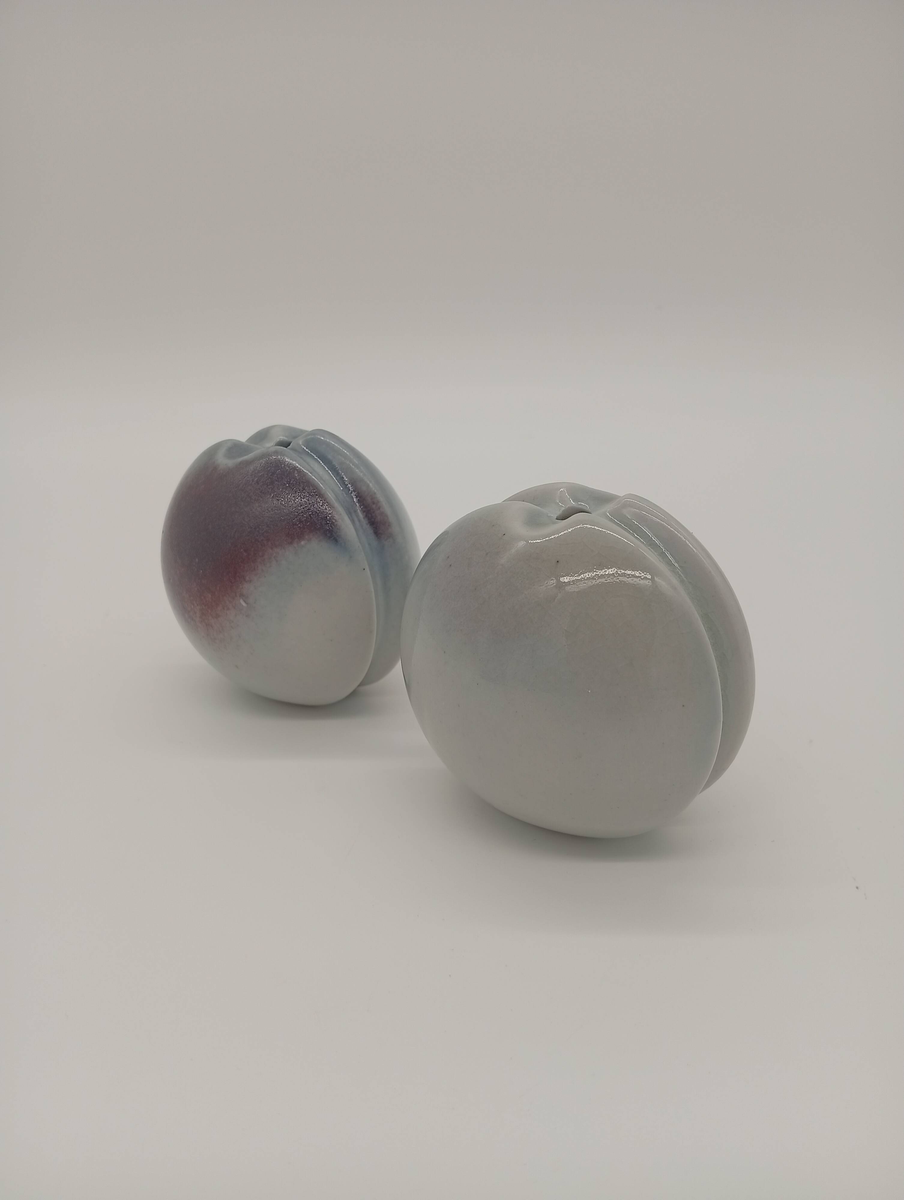 Duo 2 Vase Soliflore Lenticular Glazed Stoneware Grey Blue Purple Ceramic