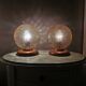 Wooden table lights with 70s gold glass hood