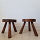 Pair of solid oak stools 1960