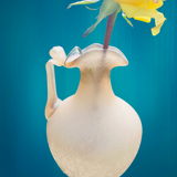 Old decorative carafe in li-colored glass