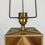 Midcentury pencil reed rattan bamboo and brass table lamp, 1970s