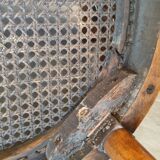 Louis XVI style office armchair in walnut and canning