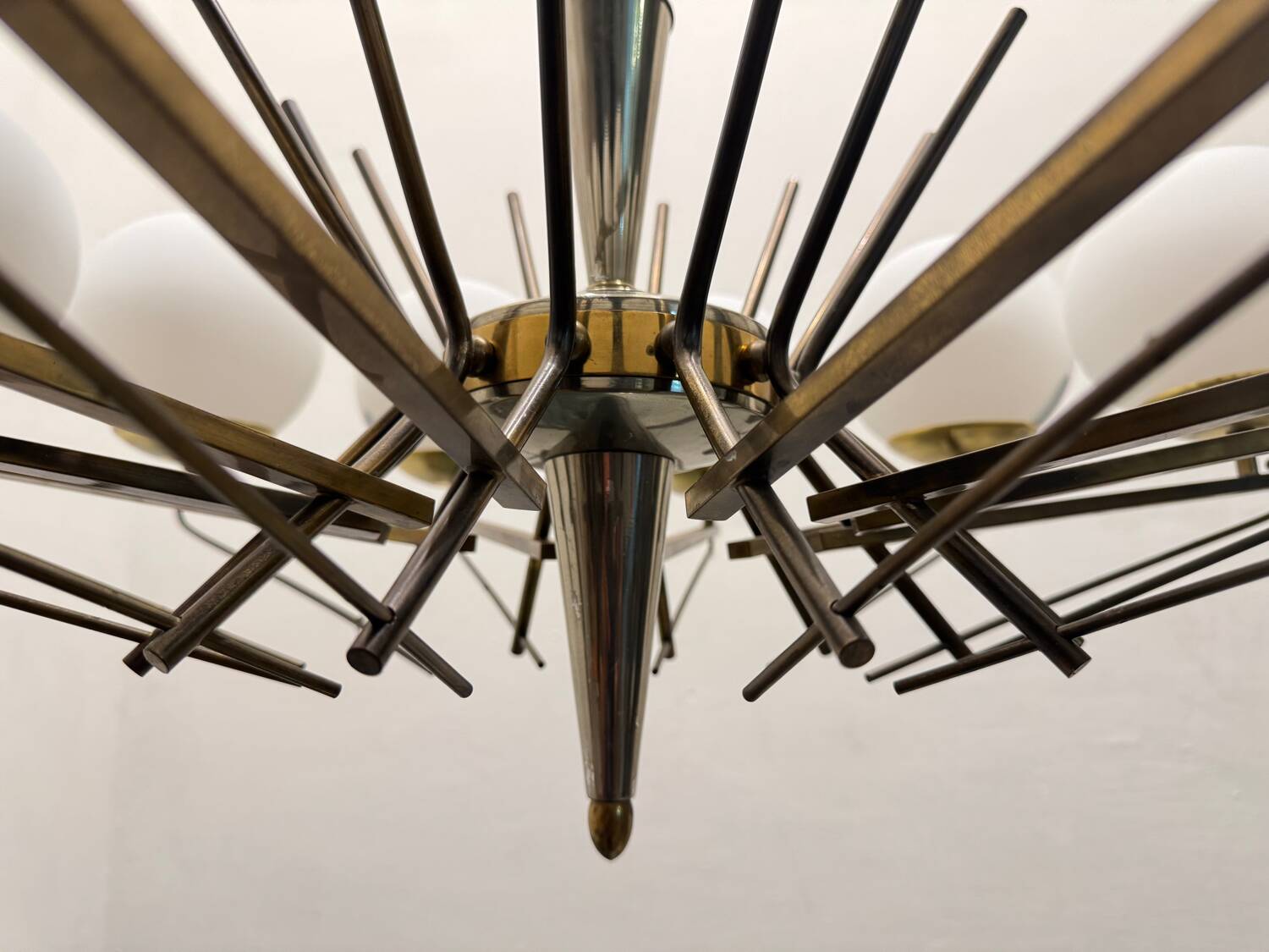 Large Sputnik Bronze & Glass Chandelier, 1960s