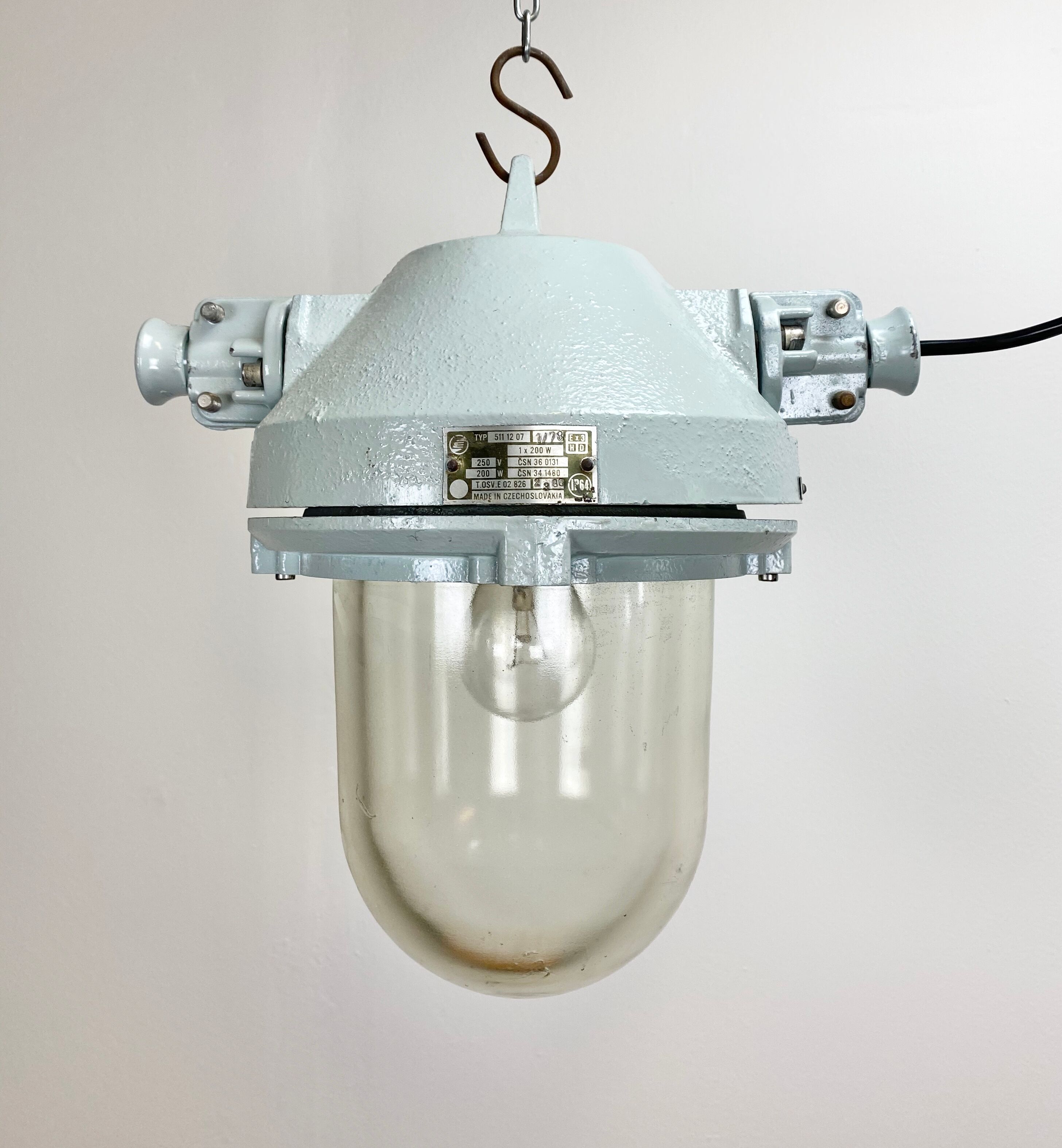Grey industrial explosion proof lamp, 1970s