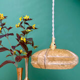Vintage art deco pendant light with a yellow and white Clichy glass lampshade