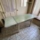 Vintage table in wood, metal and water green formica stamped Roc - Mado style