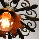 Vintage Wrought Iron Intricate Pendant Lamp, 1930s