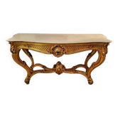 Napoleon III console in gilded wood and marble