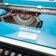 Blue Underwood 315 portable typewriter