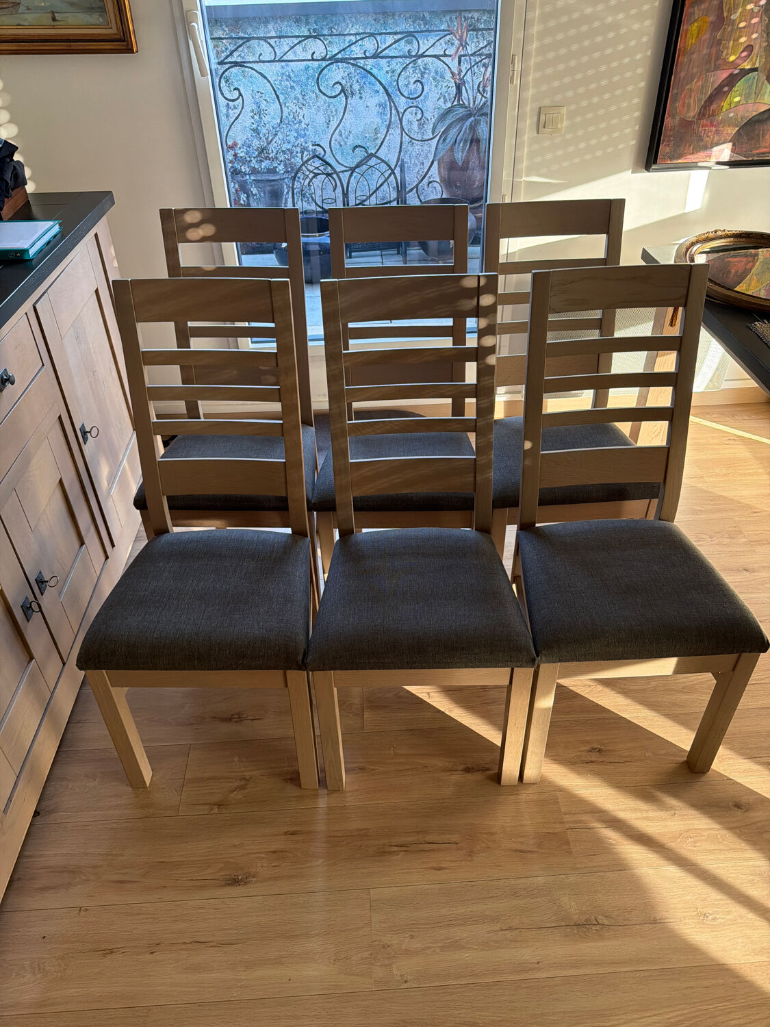 1 lot of 6 oak chairs