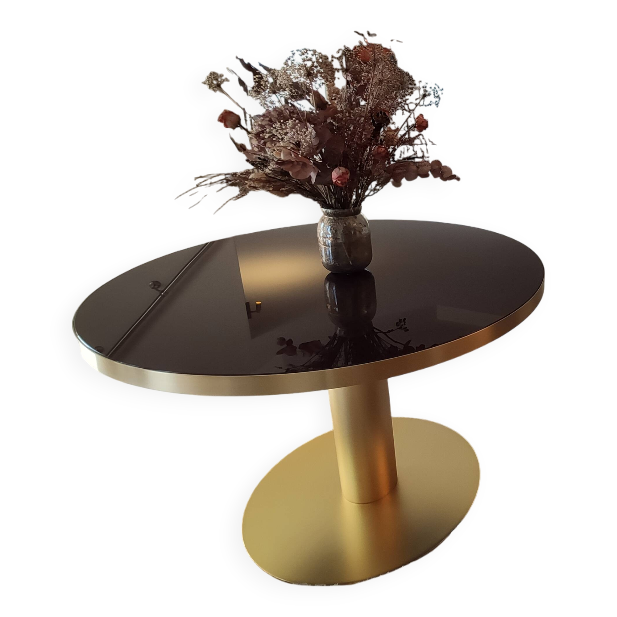 Gubi round table, glass and steel