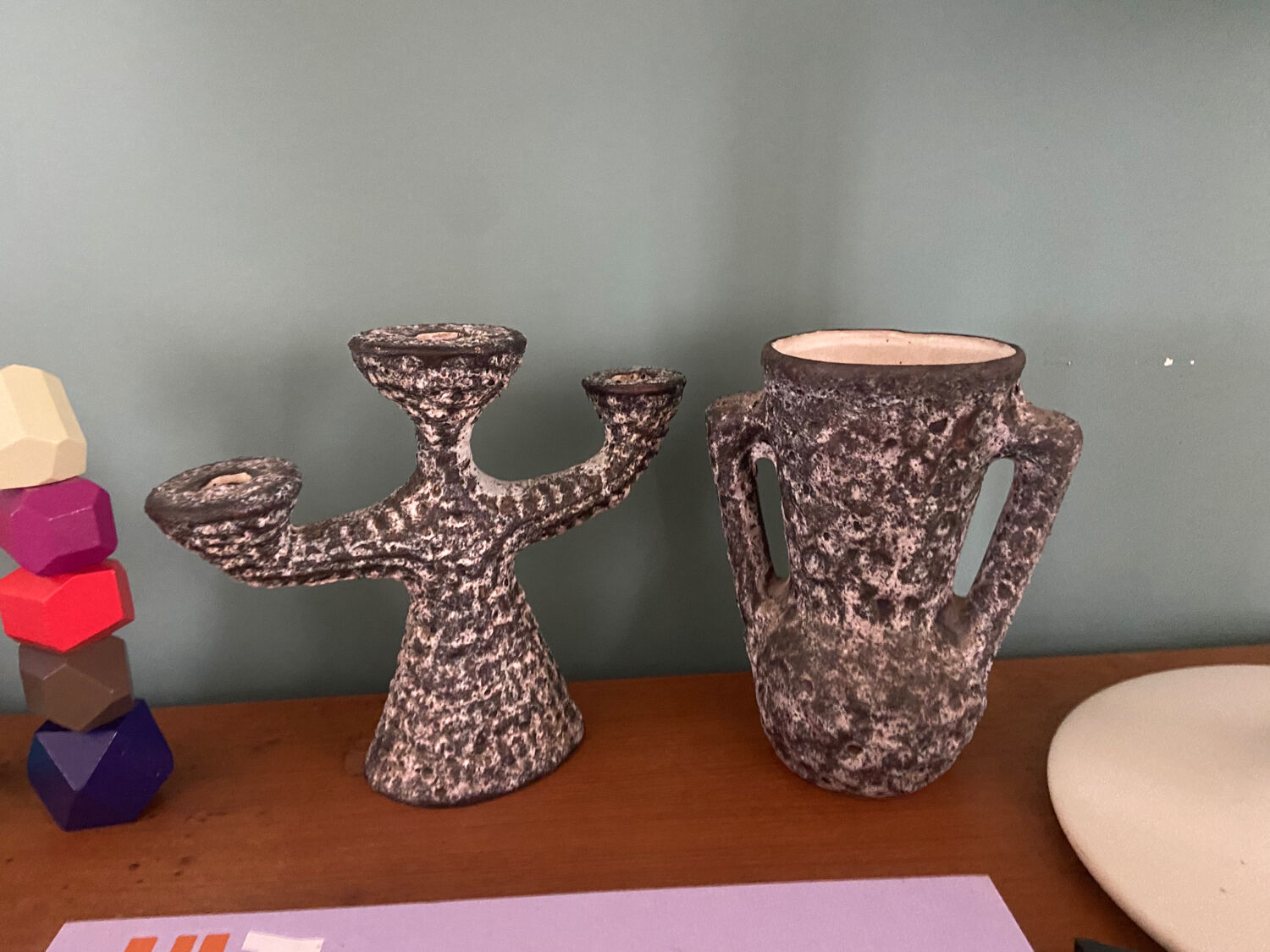 Vase and candle holders Fat Lava vintage