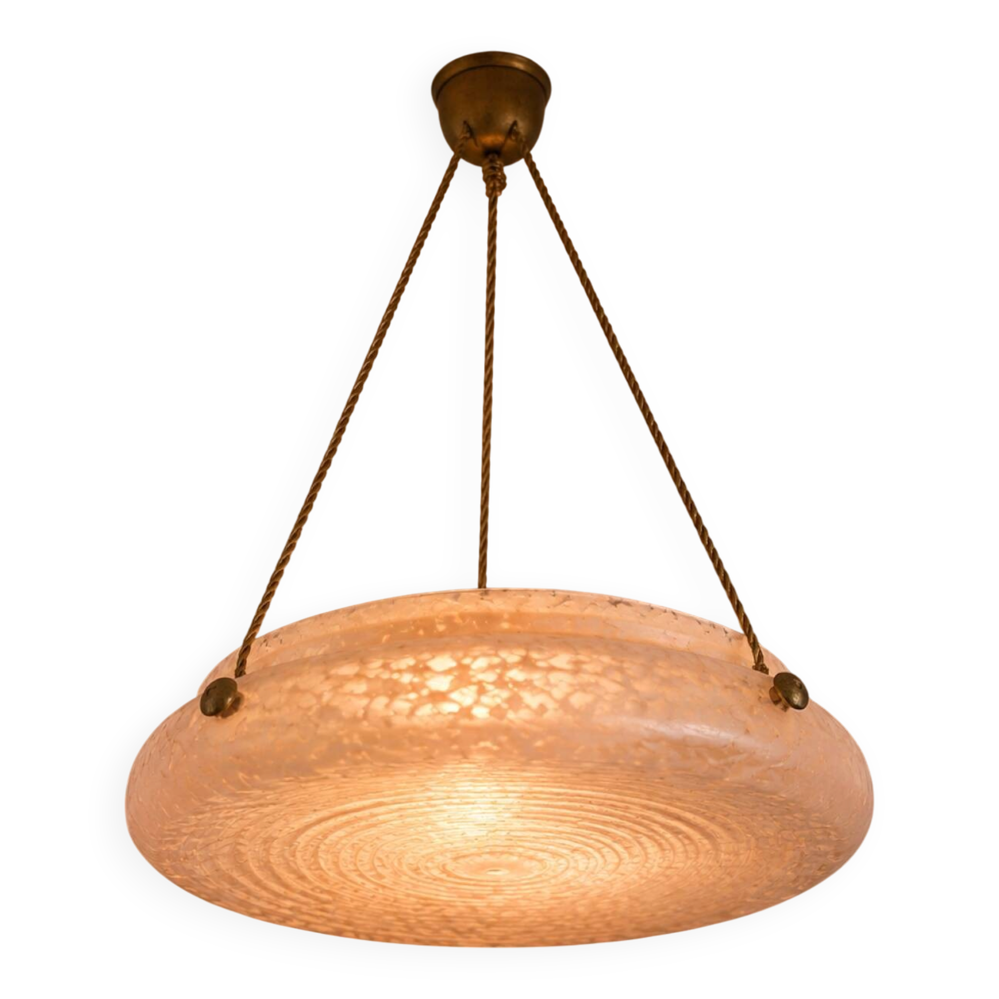 Large Art Deco lampshade in speckled glass