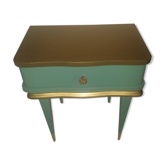 Mint green and gold vintage nightstand